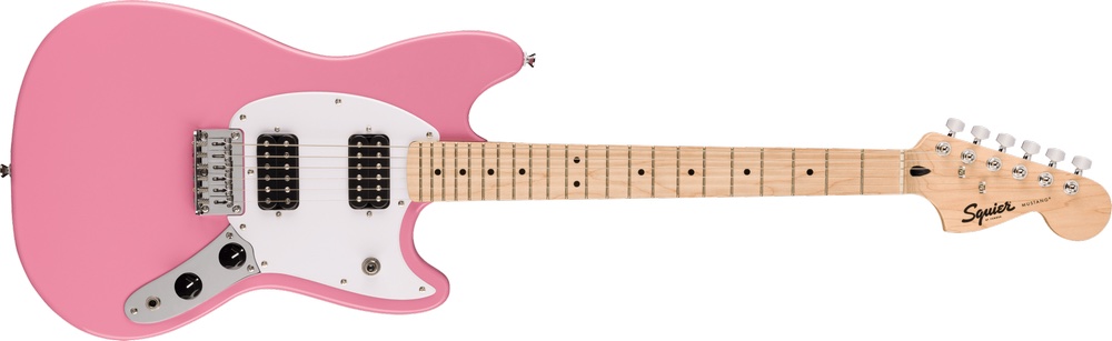Squier Sonic Mustang HH MN White Pickguard Flash Pink
